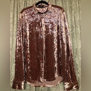 Pink Velvet long sleeve button up shirt